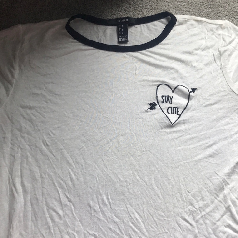 forever 21 stay cute heart crop top